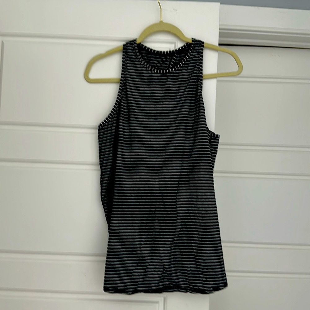 Lululemon size 8 black and white striped tank top with open back